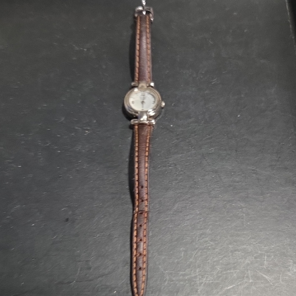 Nine & Co. Silver Case Watch with Brown Strap